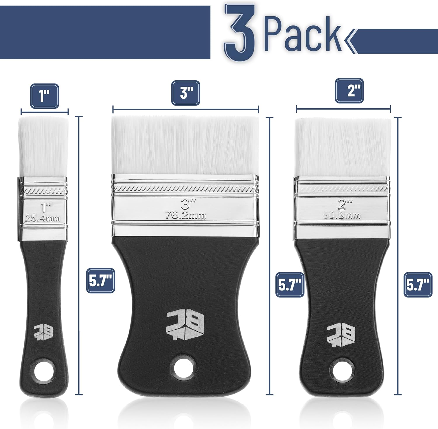 3-Pack Flat Paddle Paint Brush - Brush Bristle Set incelemesi ve fiyatı
